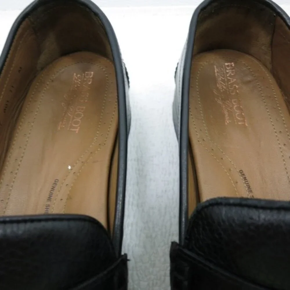 Brass Boot Strap Leather Casual Comfort Dress Penny Moccasins Shoes Men's 11.5 M